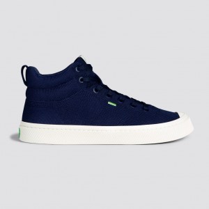 Men Cariuma High Top Bamboo Weave Knit Vegan IBI HIGH Navy | AS9514867