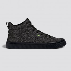 Men Cariuma High Top Bamboo Weave Knit Vegan IBI HIGH Stone Black | FT7286049