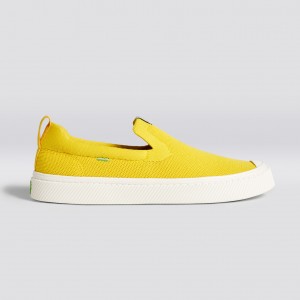 Men Cariuma Low Top Bamboo Weave Knit Vegan IBI Slip-On Sun Yellow | ER0876324