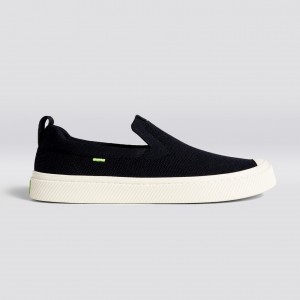 Men Cariuma Low Top Bamboo Weave Knit Vegan IBI Slip-On Black | SI4790651