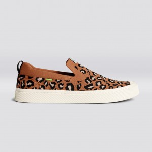 Men Cariuma Low Top Bamboo Weave Knit Vegan IBI Slip-On Leopard Print | HI2869507