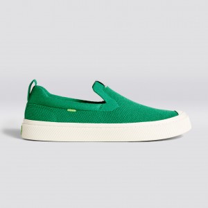 Men Cariuma Low Top Bamboo Weave Knit Vegan IBI Slip-On Green | UY8123704