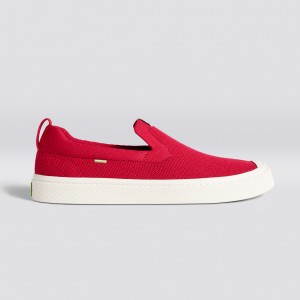 Men Cariuma Low Top Bamboo Weave Knit Vegan IBI Slip-On Raw Red | HL3578940