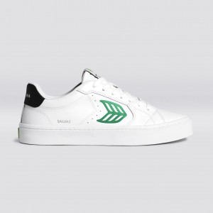 Men Cariuma Low Top Leather Vegan OCA LOW White / Green | CT2785193