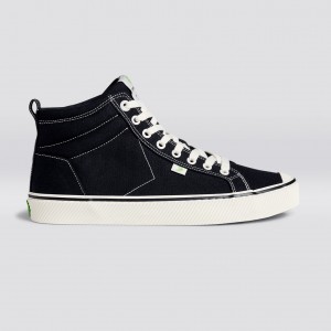 Women Cariuma High Top Canvas Vegan OCA HIGH Stripe Black | CQ7023496