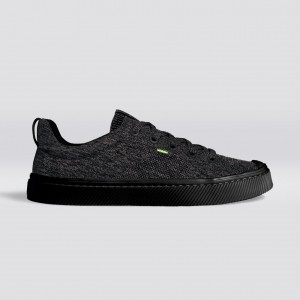 Women Cariuma Low Top Bamboo Weave Knit Vegan IBI Stone Black | PS7682153