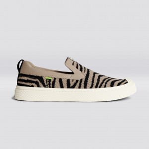 Women Cariuma Low Top Bamboo Weave Knit Vegan IBI Slip-On Zebra Print | SQ3519724