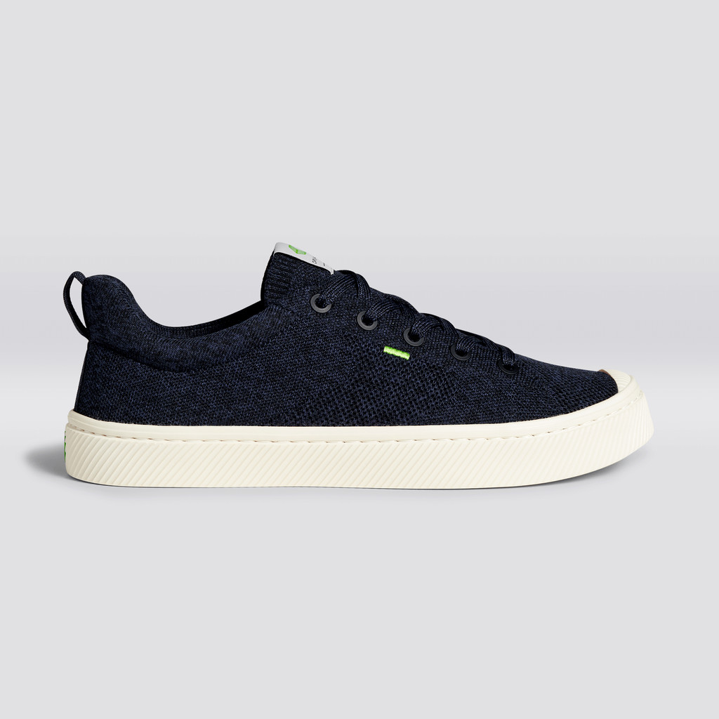 Men Cariuma Low Top Bamboo Weave Knit Vegan IBI Stone Navy | YL0173864