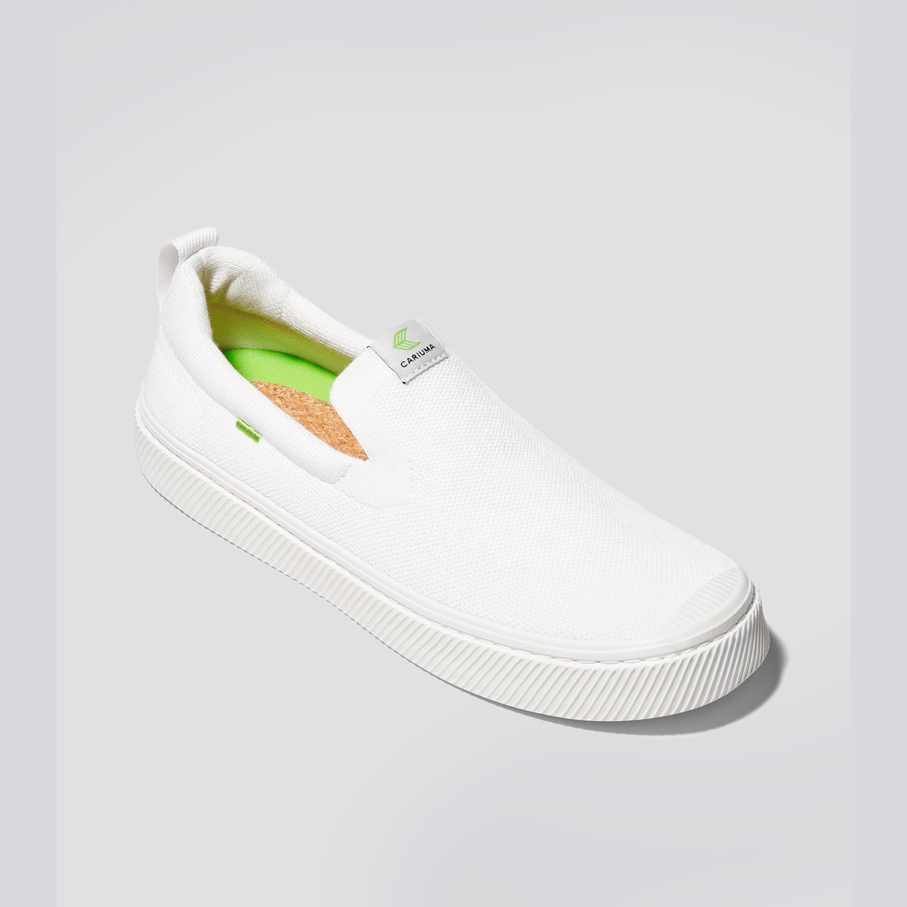 Men Cariuma Low Top Bamboo Weave Knit Vegan IBI Slip-On White | ZN0851274