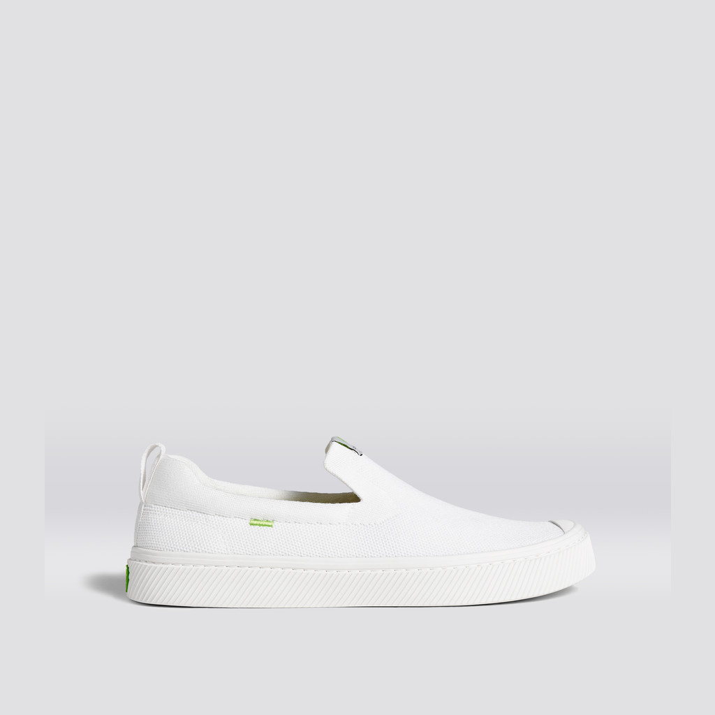 Men Cariuma Low Top Bamboo Weave Knit Vegan IBI Slip-On White | ZN0851274