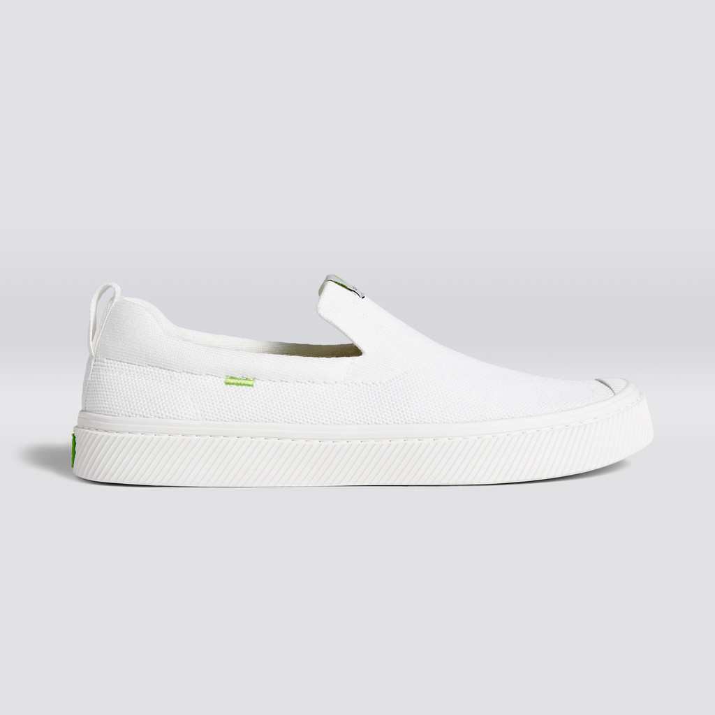 Men Cariuma Low Top Bamboo Weave Knit Vegan IBI Slip-On White | ZN0851274