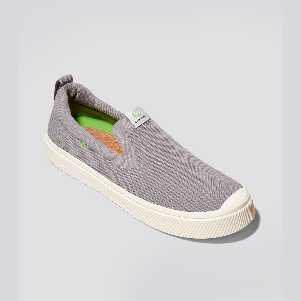 Men Cariuma Low Top Bamboo Weave Knit Vegan IBI Slip-On Light Grey | WO8052741