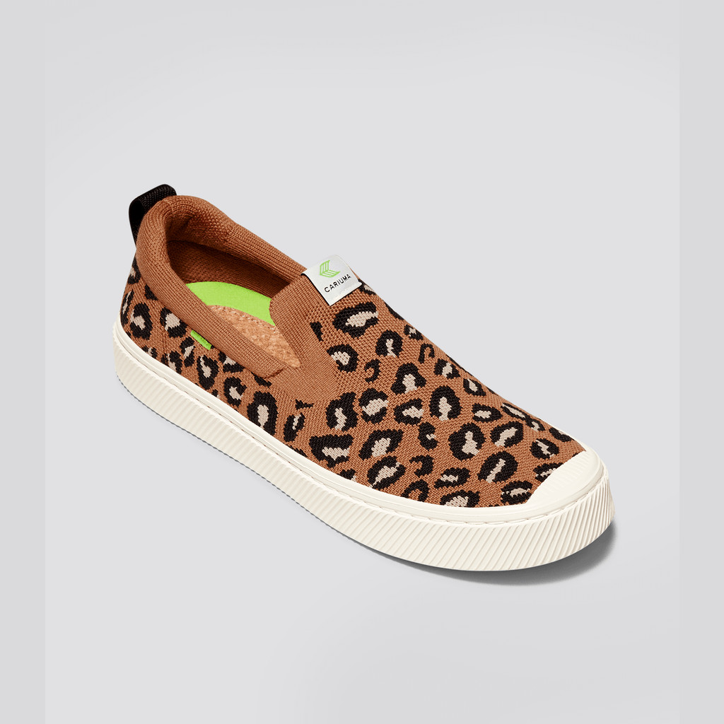 Men Cariuma Low Top Bamboo Weave Knit Vegan IBI Slip-On Leopard Print | HI2869507