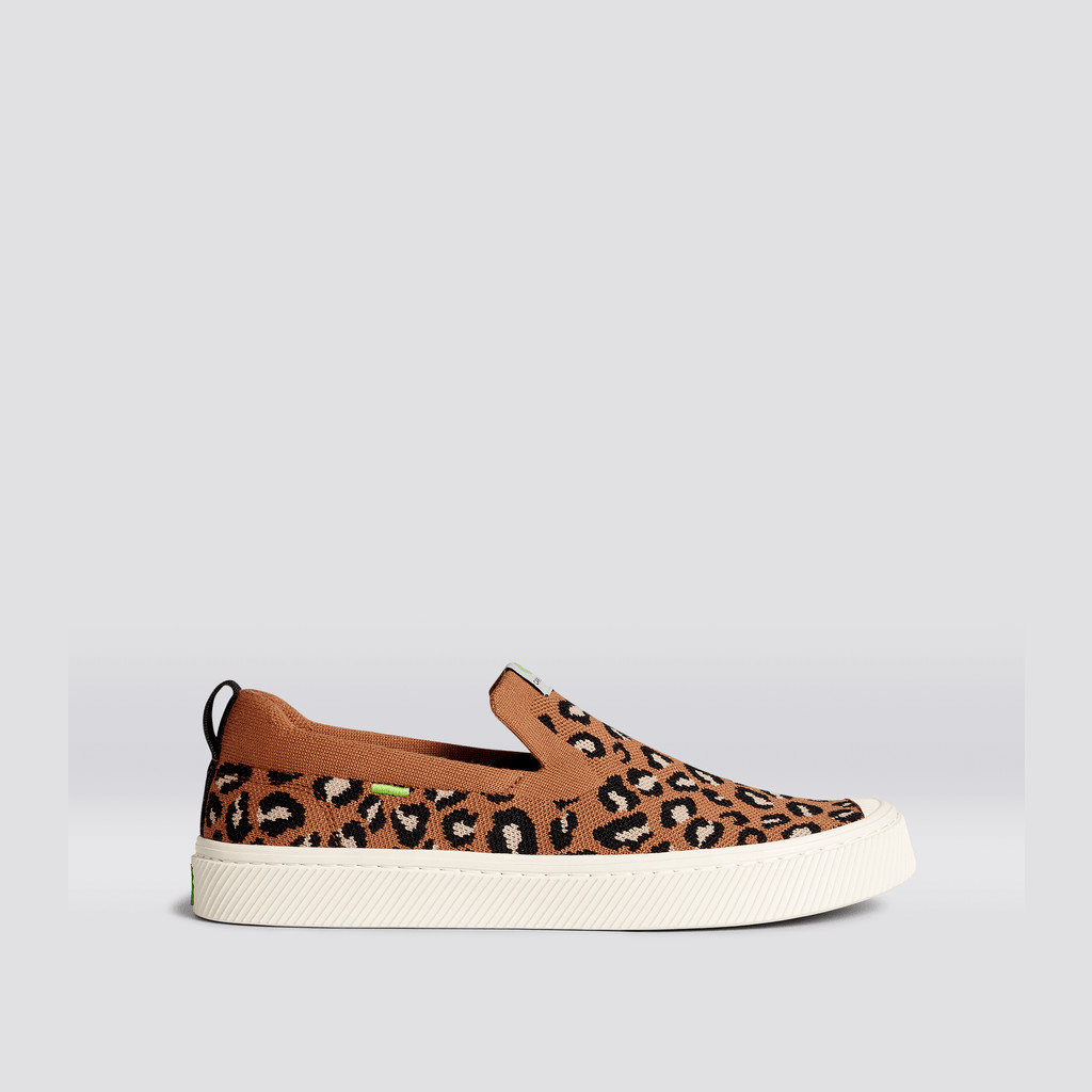 Men Cariuma Low Top Bamboo Weave Knit Vegan IBI Slip-On Leopard Print | HI2869507