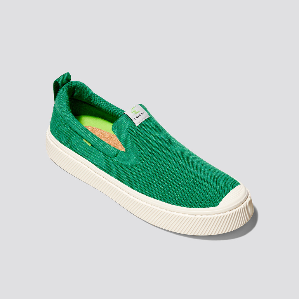 Men Cariuma Low Top Bamboo Weave Knit Vegan IBI Slip-On Green | UY8123704