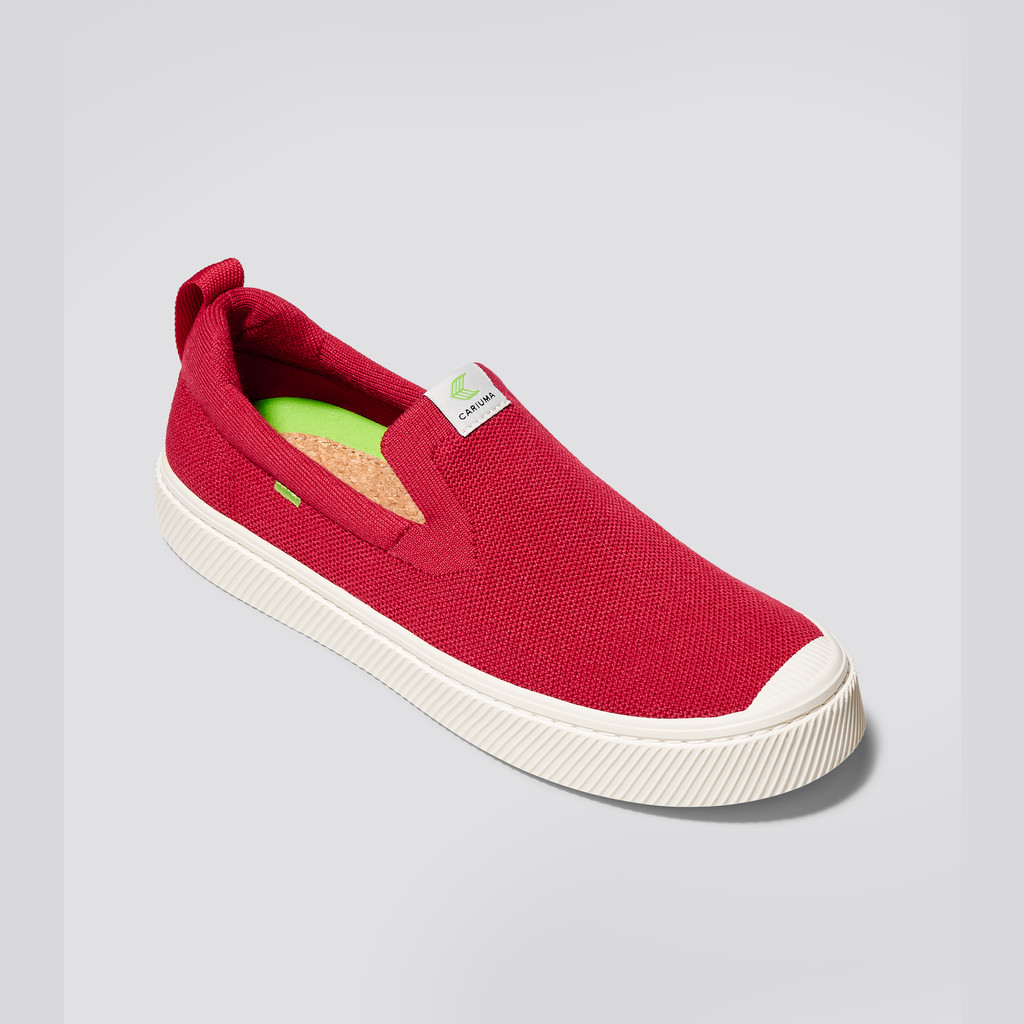 Men Cariuma Low Top Bamboo Weave Knit Vegan IBI Slip-On Raw Red | HL3578940