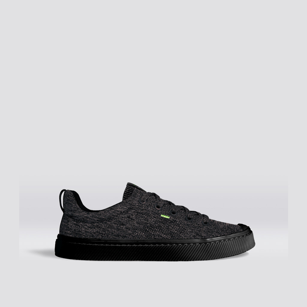 Men Cariuma Low Top Bamboo Weave Knit Vegan IBI Stone Black | WZ9518264