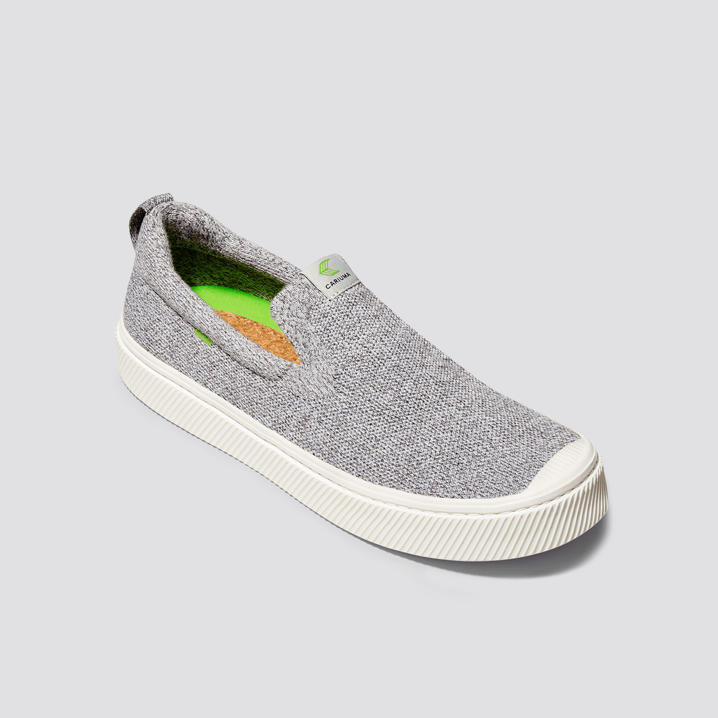 Men Cariuma Low Top Bamboo Weave Knit Vegan IBI Slip-On Stone Light Grey | IV4132560