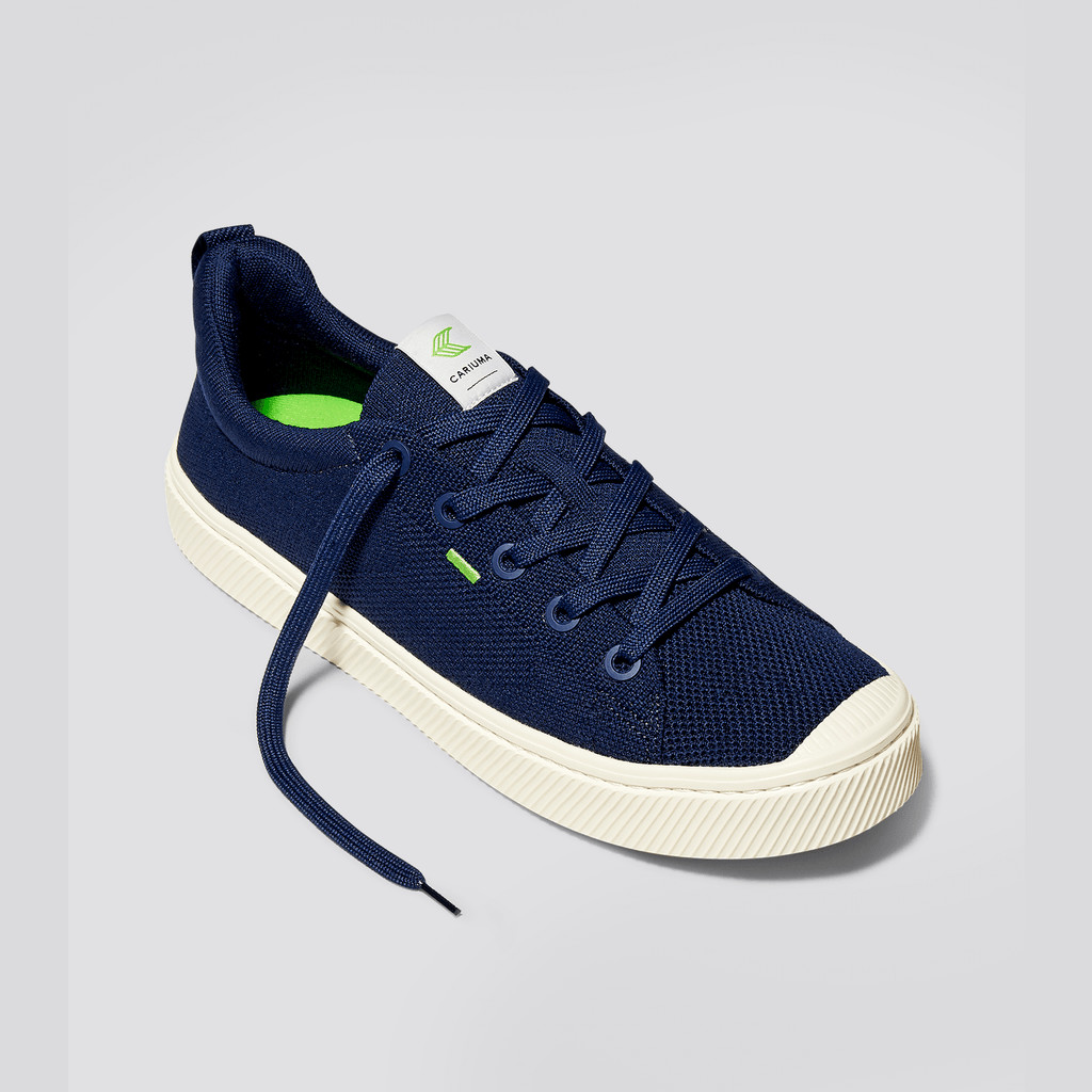 Men Cariuma Low Top Bamboo Weave Knit Vegan IBI Navy | HP4316872