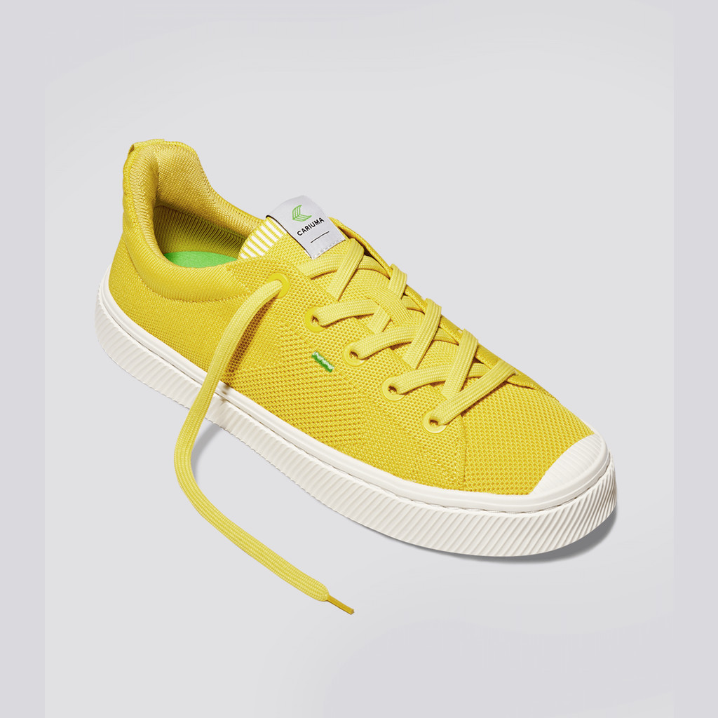 Men Cariuma Low Top Bamboo Weave Knit Vegan IBI Sun Yellow | GH0641539