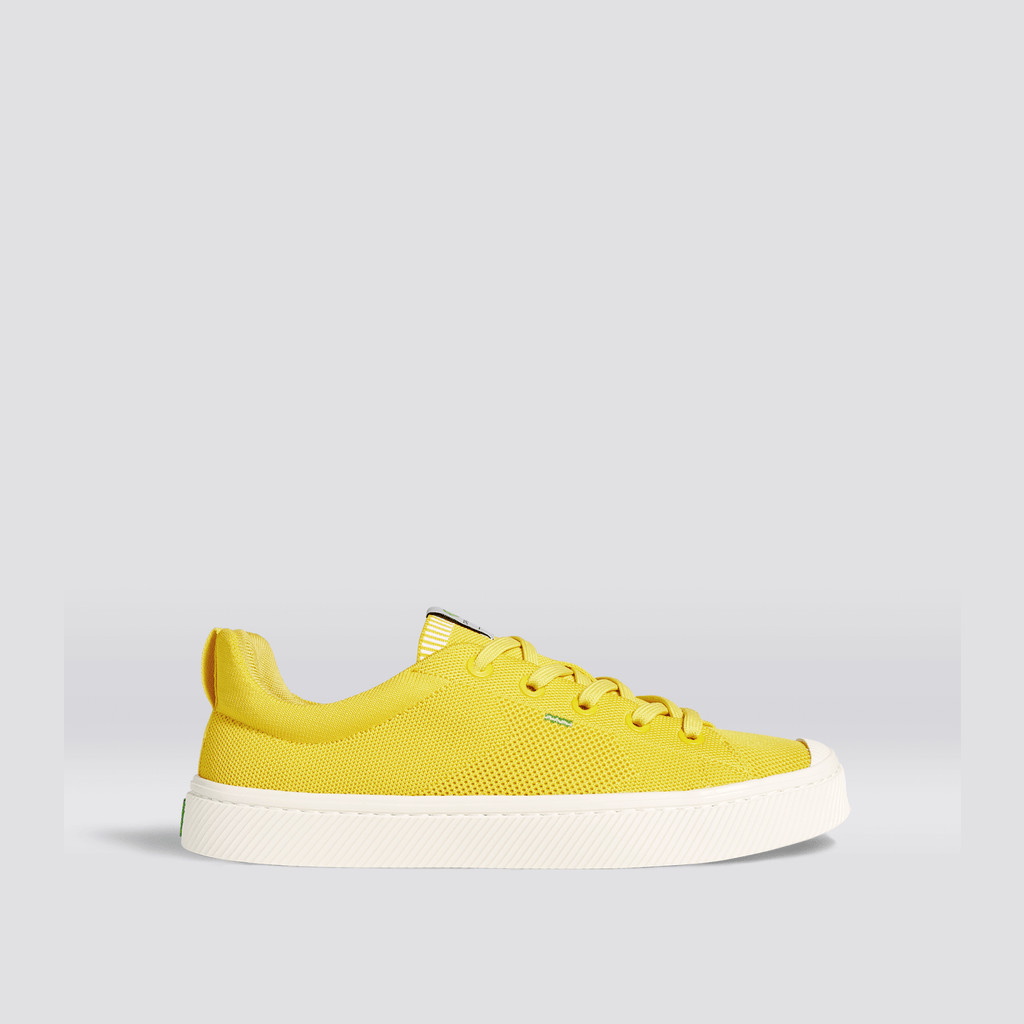 Men Cariuma Low Top Bamboo Weave Knit Vegan IBI Sun Yellow | GH0641539