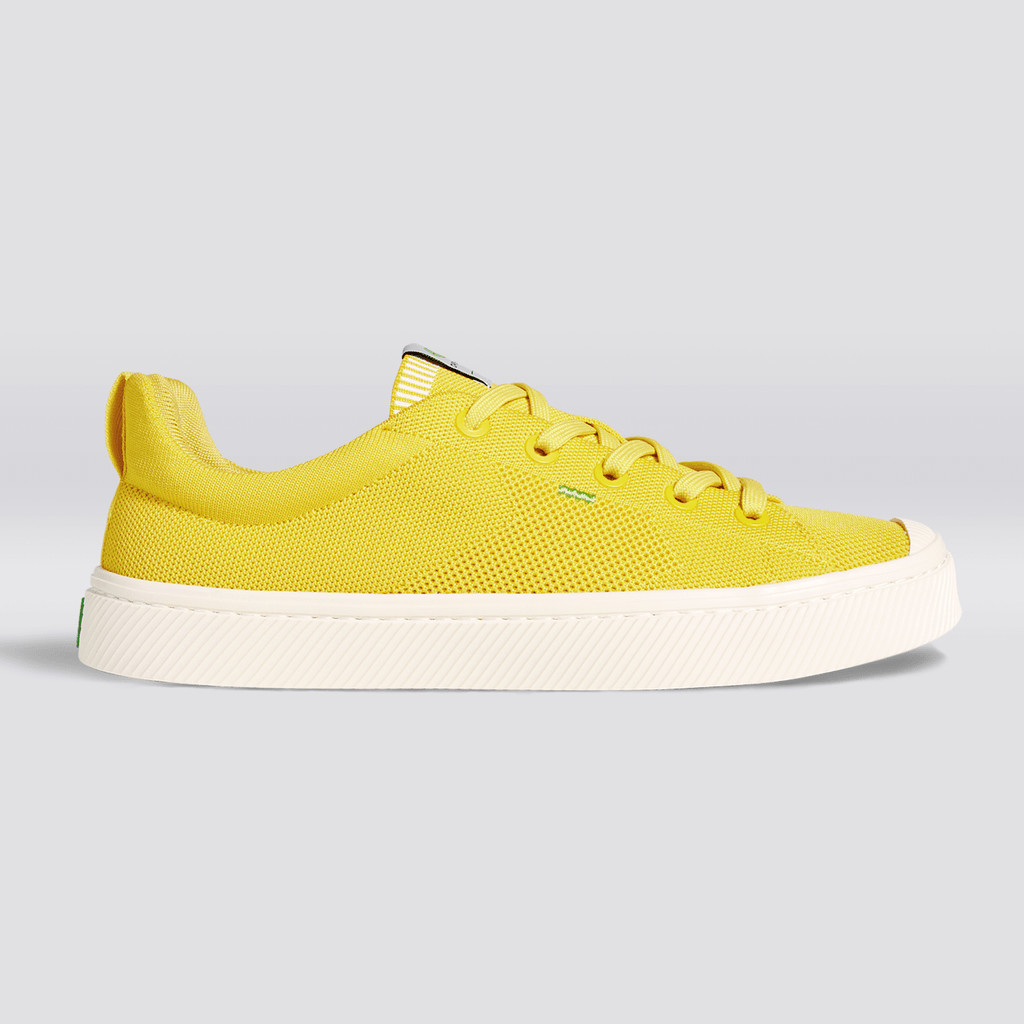 Men Cariuma Low Top Bamboo Weave Knit Vegan IBI Sun Yellow | GH0641539