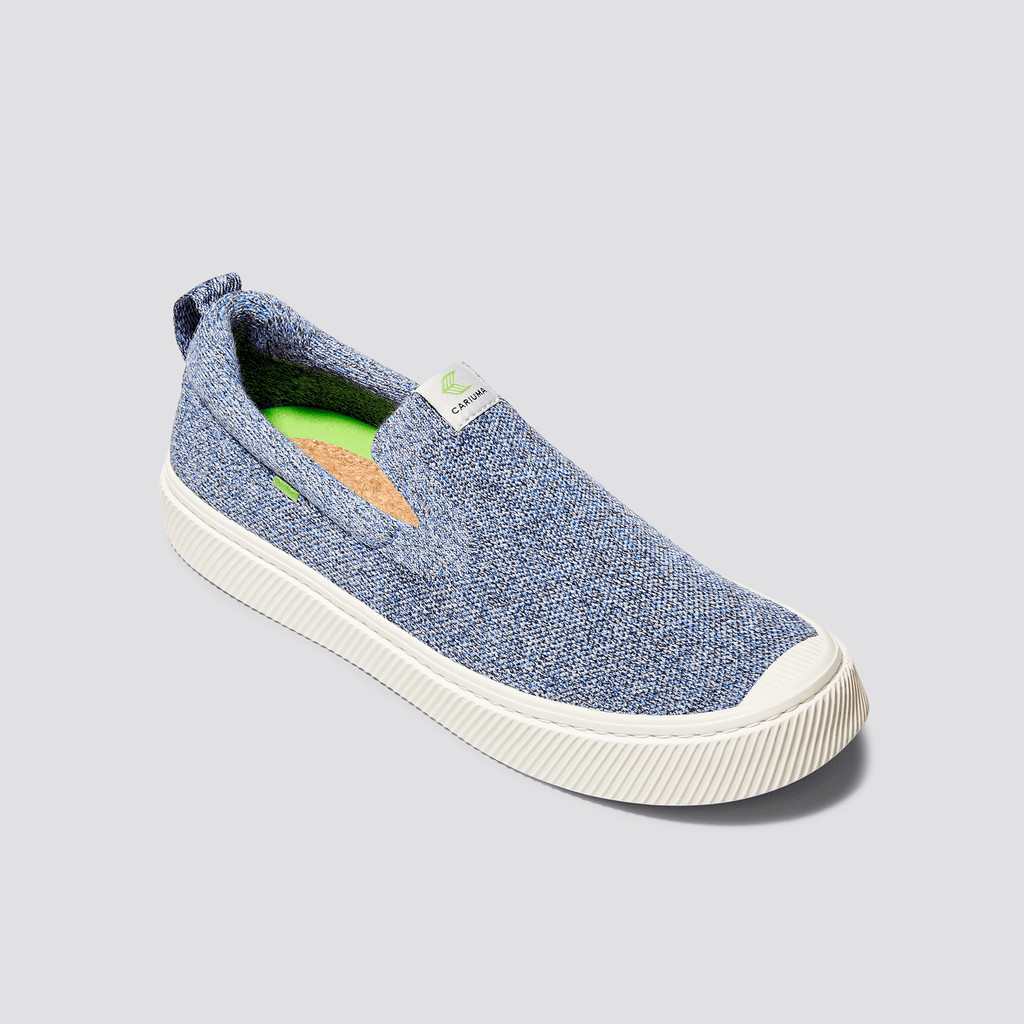 Men Cariuma Low Top Bamboo Weave Knit Vegan IBI Slip-On Stone Blue | QD6819375