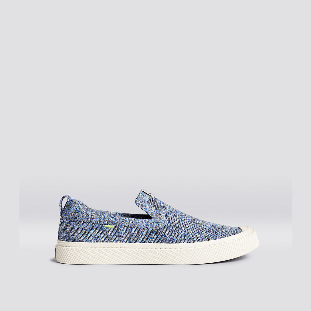 Men Cariuma Low Top Bamboo Weave Knit Vegan IBI Slip-On Stone Blue | QD6819375