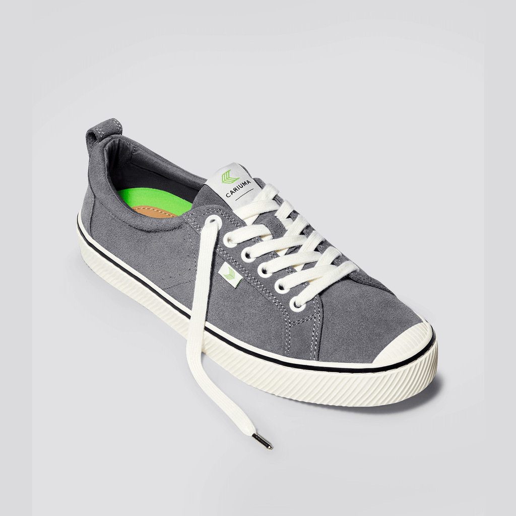 Men Cariuma Low Top Suede OCA LOW Stripe Charcoal Grey | QC8923170